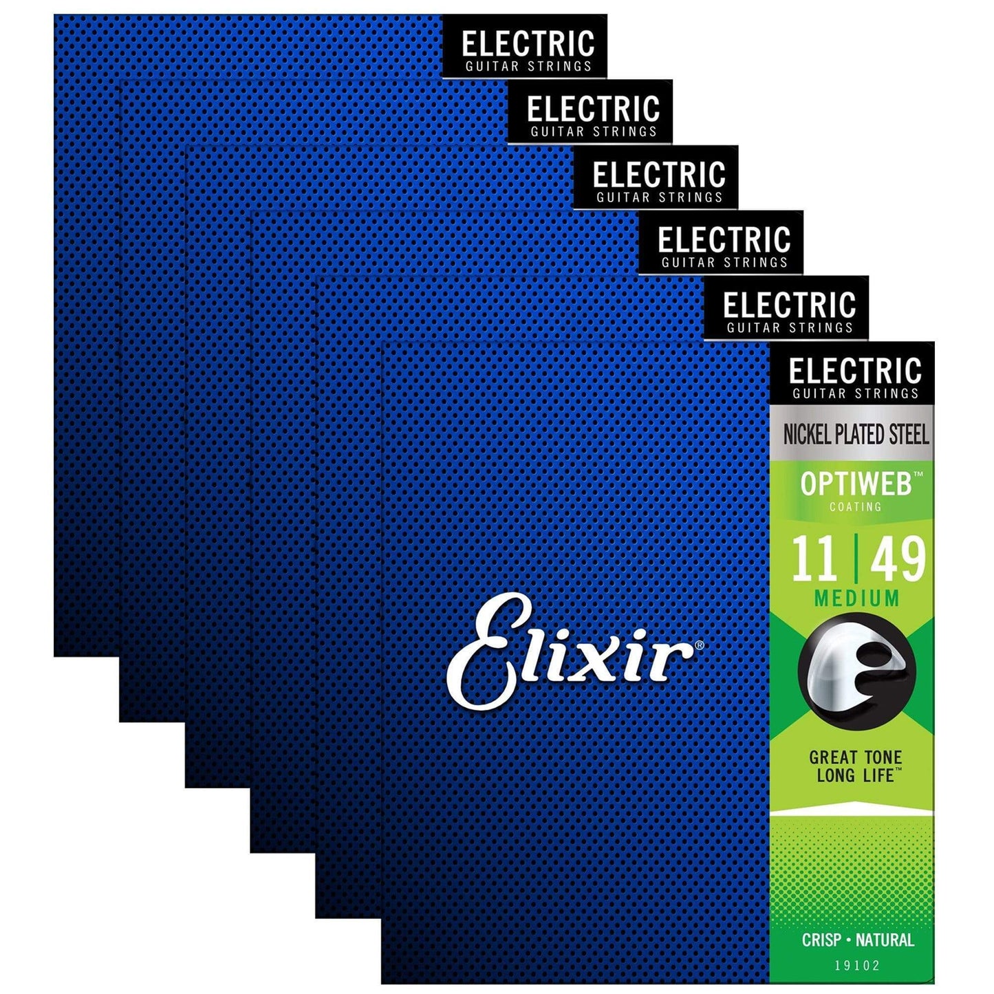 Elixir 19102 Optiweb Electric Guitar Strings Medium 11-49 (6 Pack Bundle) Accessories / Strings / Guitar Strings