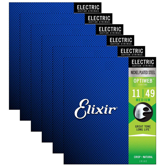 Elixir 19102 Optiweb Electric Guitar Strings Medium 11-49 (6 Pack Bundle) Accessories / Strings / Guitar Strings