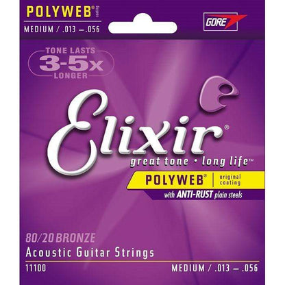 Elixir Medium Polyweb Acoustic Guitar Strings 13-56 Accessories / Strings / Guitar Strings
