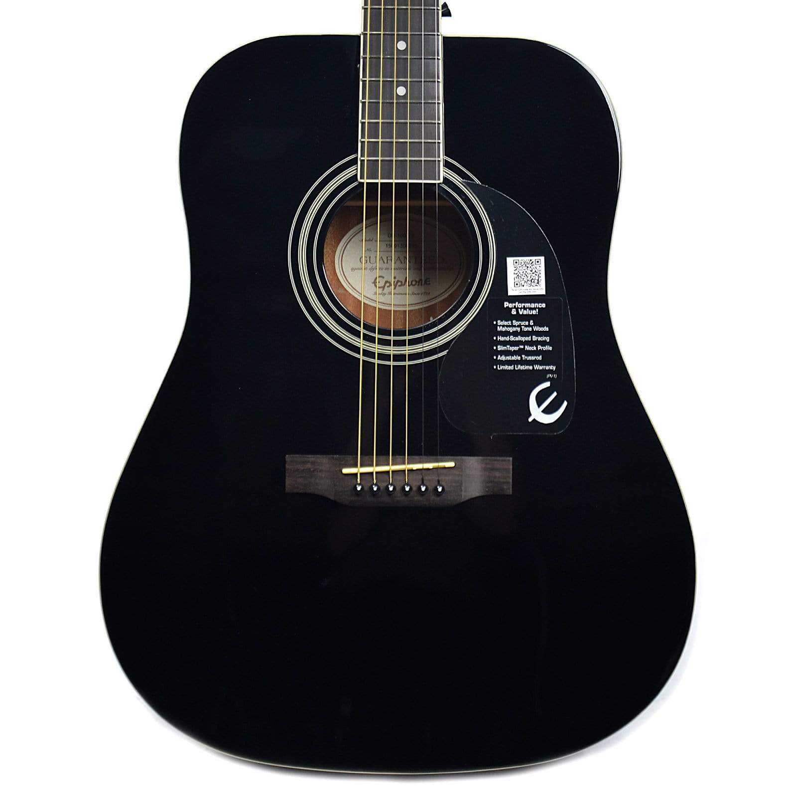 Epiphone DR-100 Dreadnought Acoustic Ebony Acoustic Guitars / Dreadnought