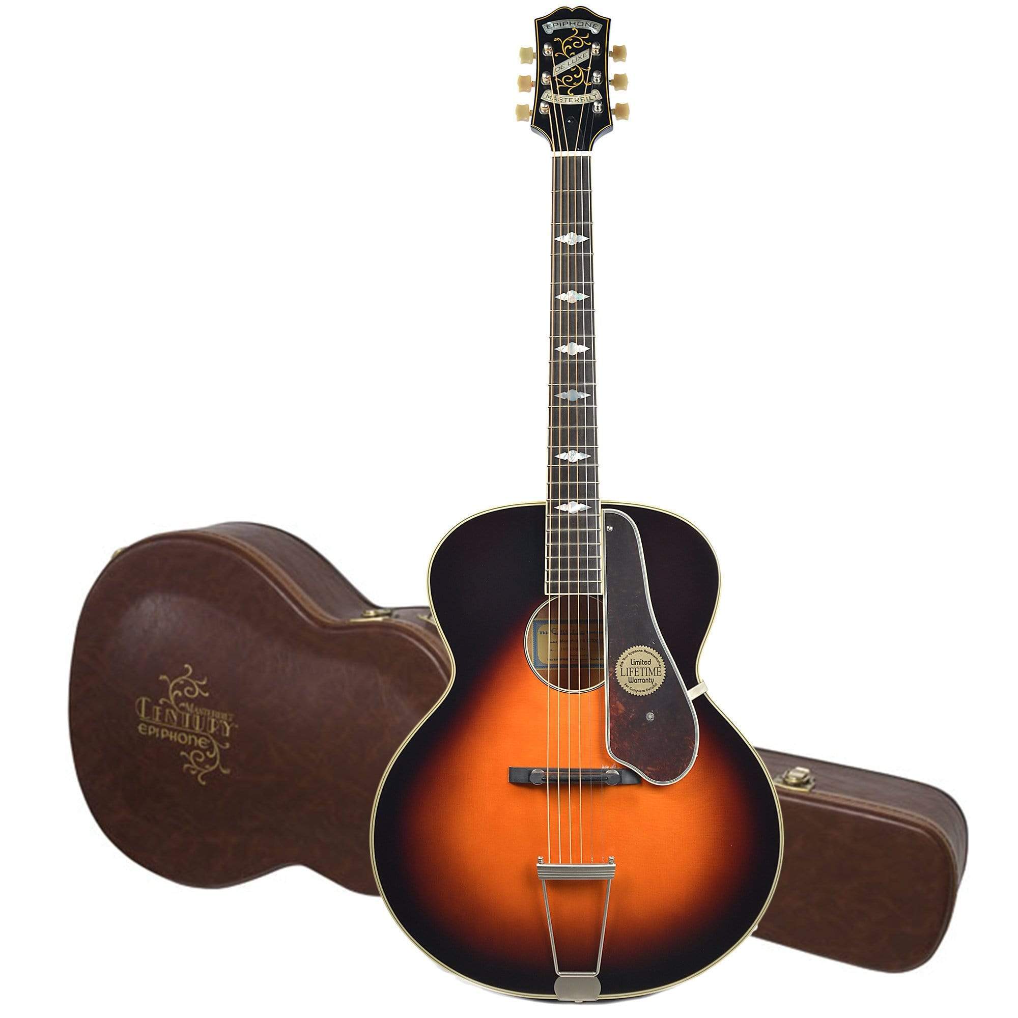 Epiphone Masterbilt Century Collection De Luxe (Round Hole) Vintage Sunburst NH and Epiphone Hardshell Case Bundle Acoustic Guitars / Jumbo