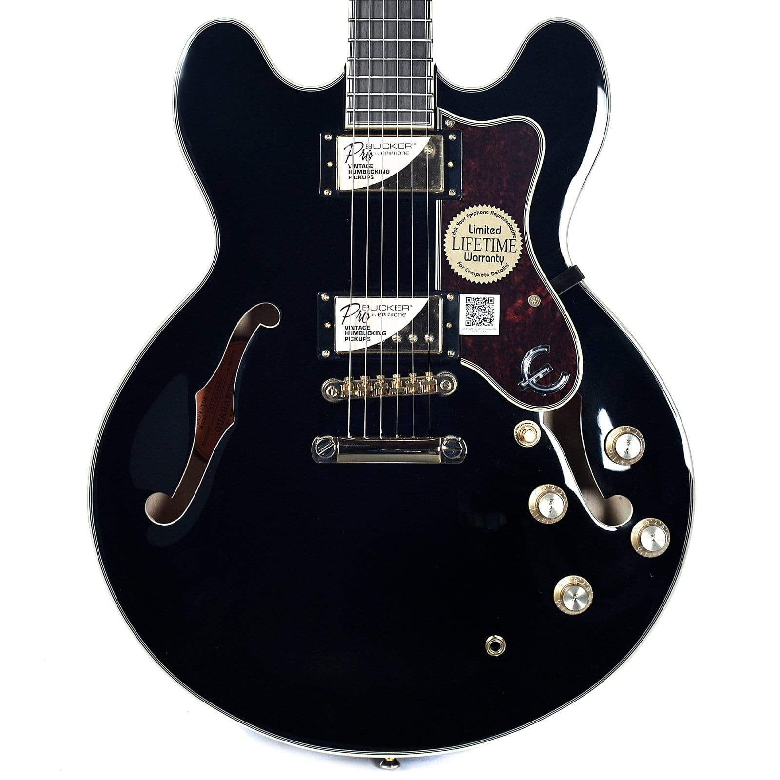 Epiphone Sheraton-II Pro Ebony w/ProBuckers & Coil-Tap Electric Guitars / Semi-Hollow