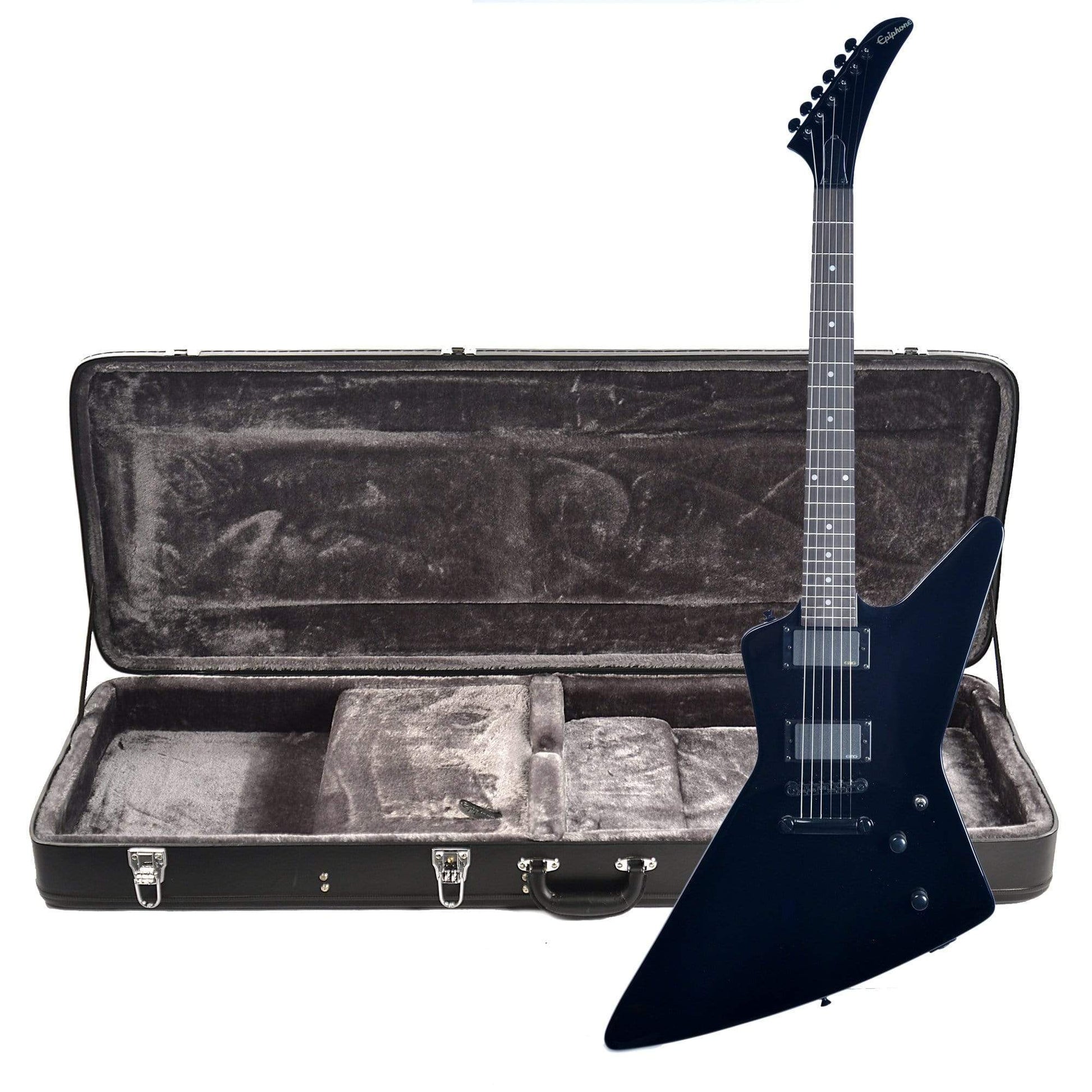 Epiphone 1984 Explorer EX Ebony BH w/EMG-81/85 and Epiphone Hardshell Case Bundle Electric Guitars / Solid Body