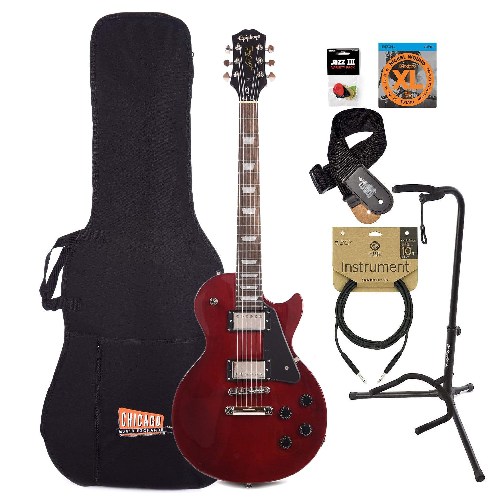 Epiphone LP Studio Wine Red Essentials Bundle Electric Guitars / Solid Body
