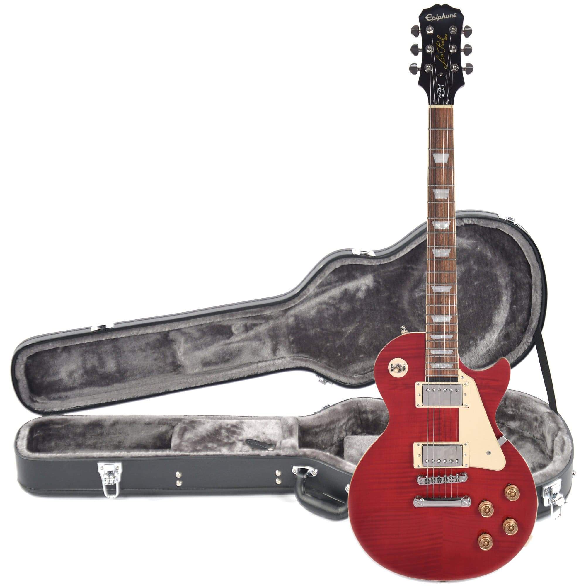 Epiphone LP ULTRA-III Black Cherry w/ProBuckers & NanoMag and Epiphone Hardshell Case Bundle Electric Guitars / Solid Body