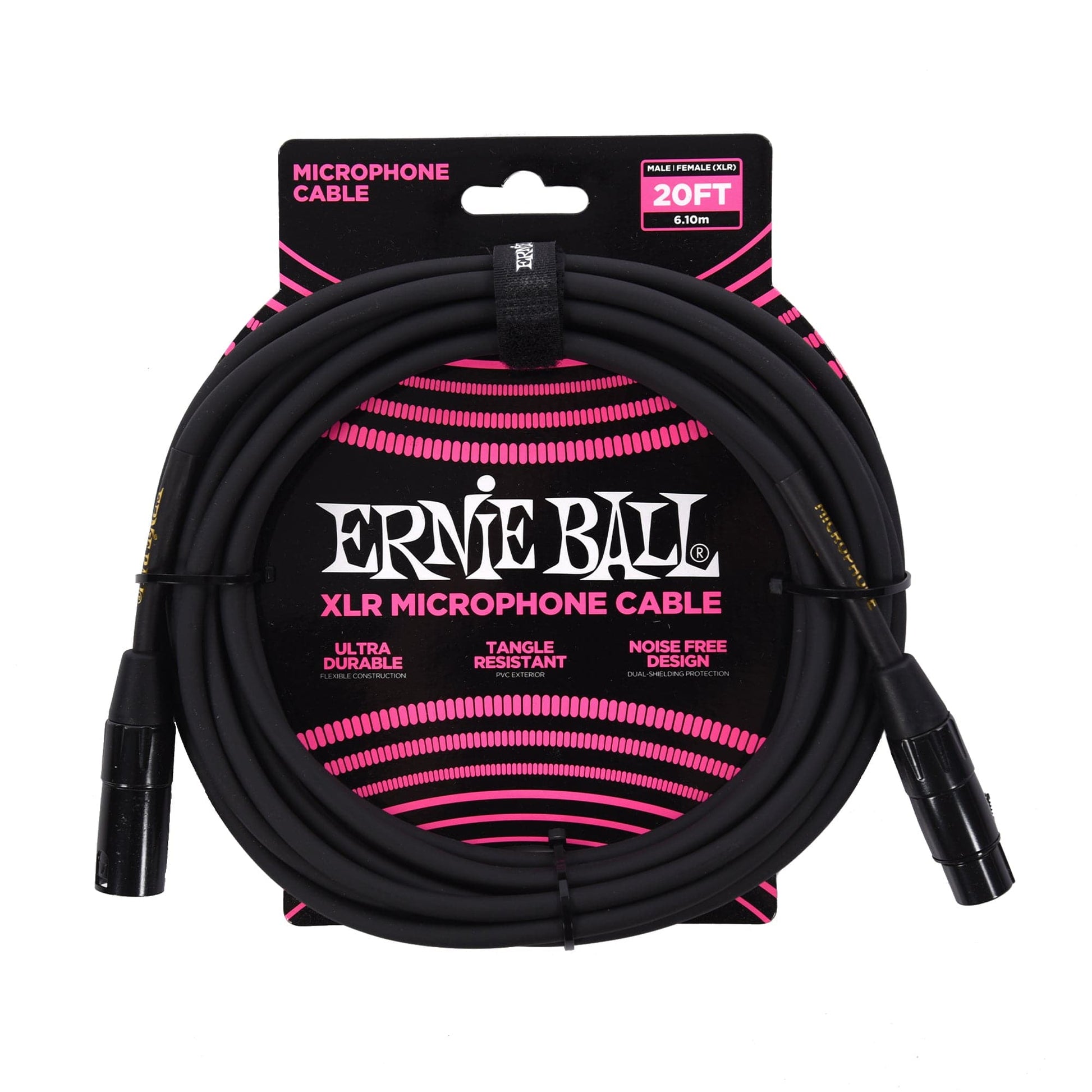 Ernie Ball 20' XLR Microphone Cable Black Accessories / Cables