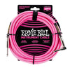 Ernie Ball 25' Straight/Angle Braided Neon Pink Cable Accessories / Cables