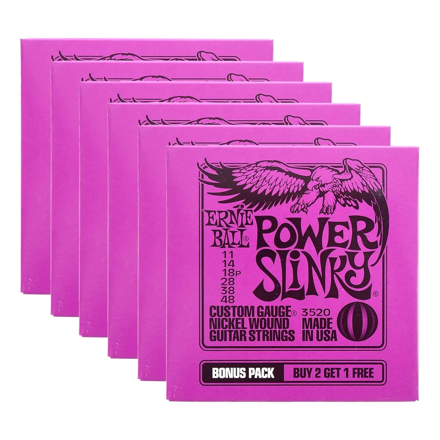 Ernie Ball Power Slinky 11-48 Bonus Pack 12 Pack (6 Bonus) Bundle Accessories / Cables