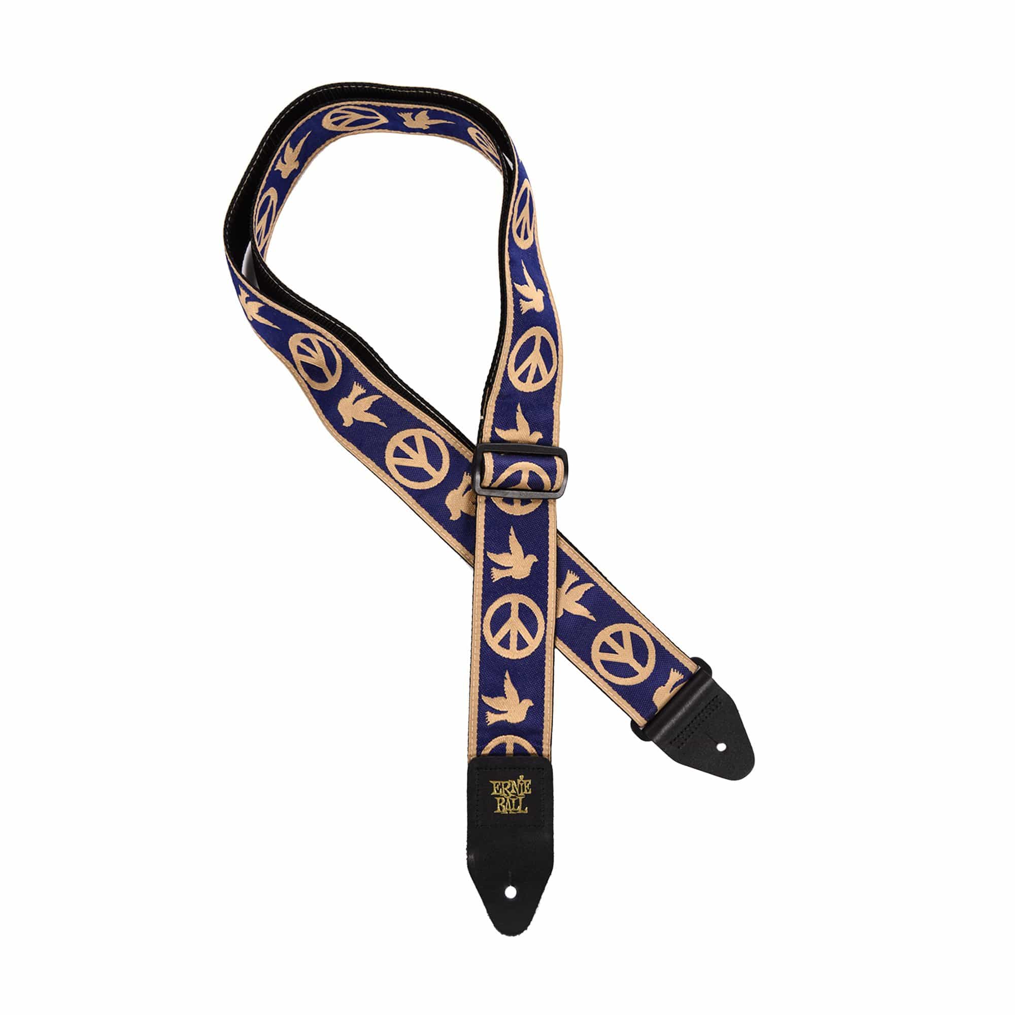 Ernie Ball Peace Love Dove Navy Blue & Beige Jacquard Strap Accessories / Straps