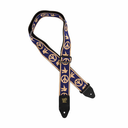 Ernie Ball Peace Love Dove Navy Blue & Beige Jacquard Strap Accessories / Straps