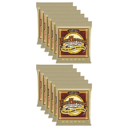 Ernie Ball 2069 Earthwood Folk Nylon Ball End Set, Clear and Gold (12 pack bundle) Accessories / Strings / Guitar Strings