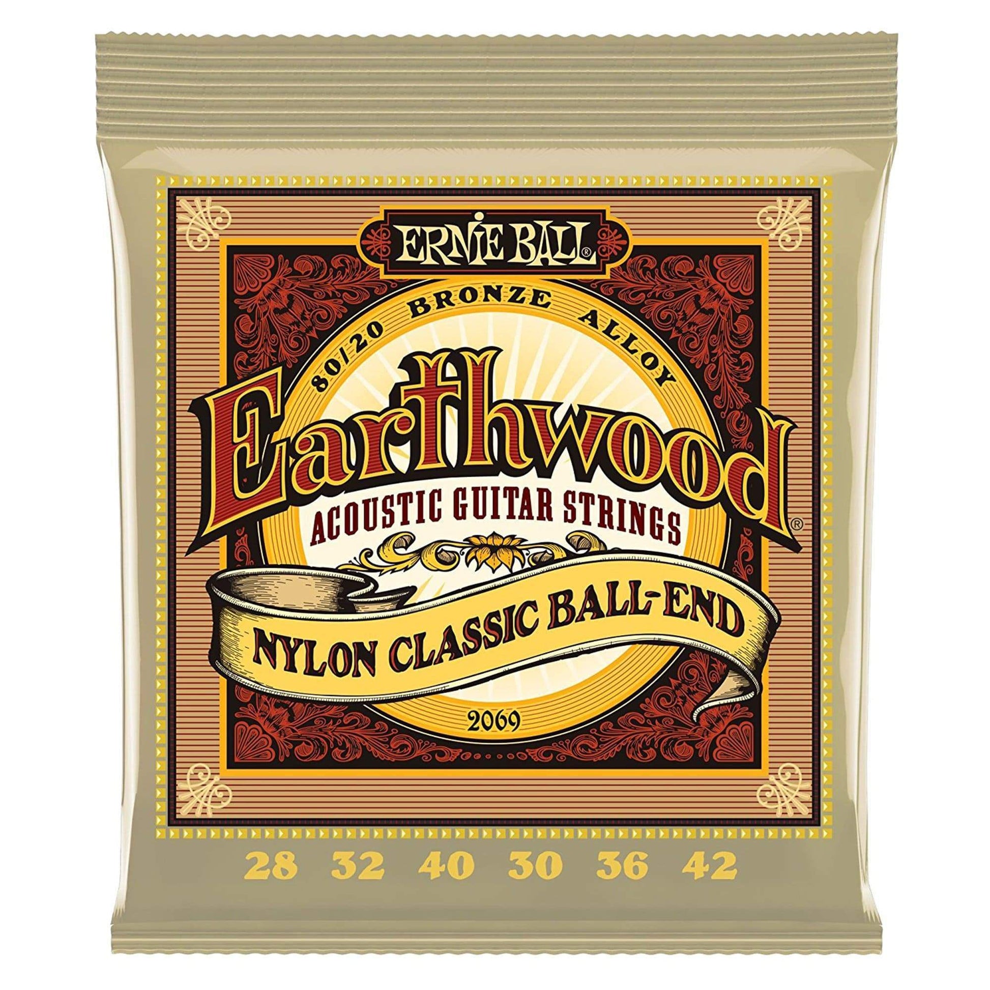 Ernie Ball 2069 Earthwood Folk Nylon Ball End Set, Clear and Gold (12 pack bundle) Accessories / Strings / Guitar Strings