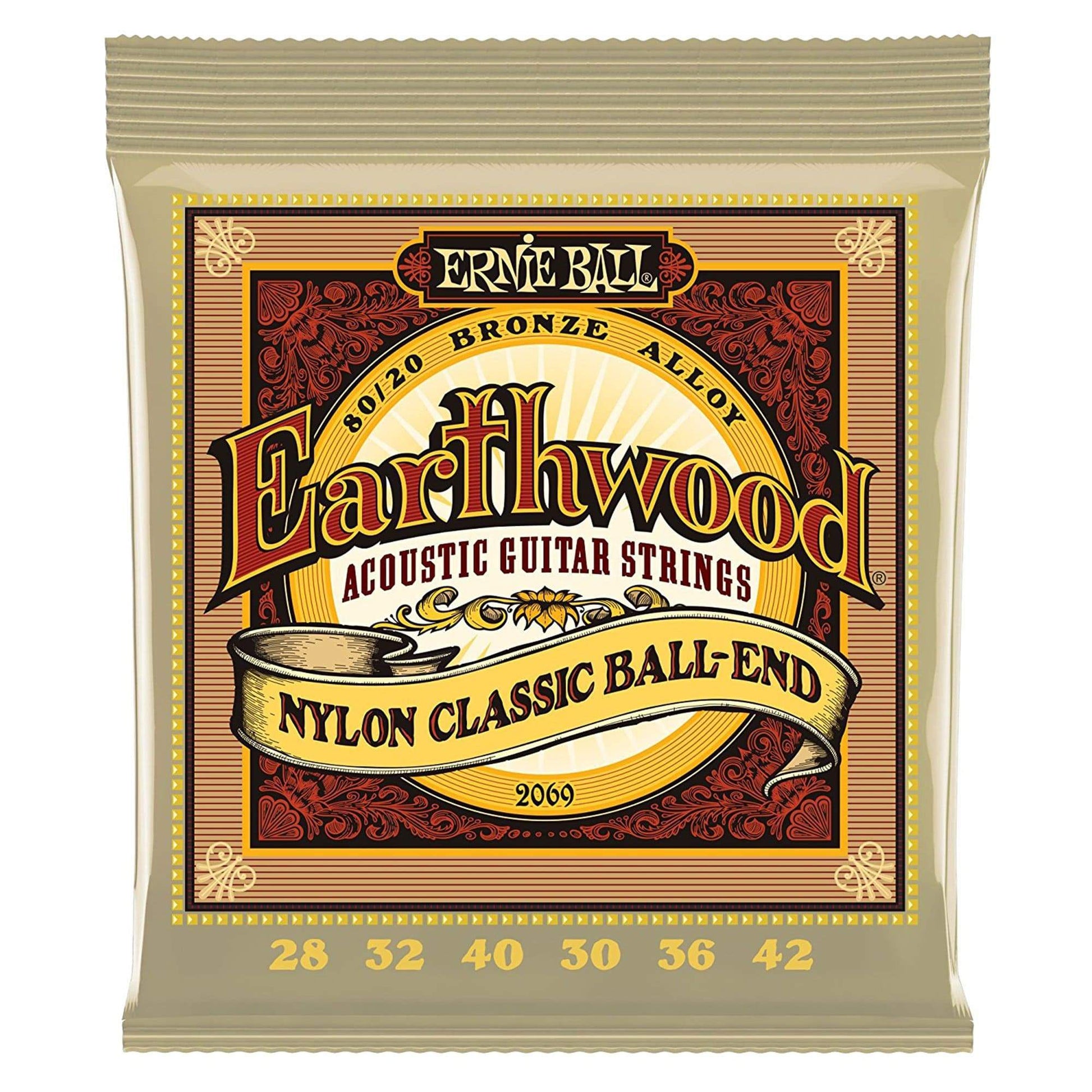 Ernie Ball 2069 Earthwood Folk Nylon Ball End Set, Clear and Gold (3 Pack Bundle) Accessories / Strings / Guitar Strings
