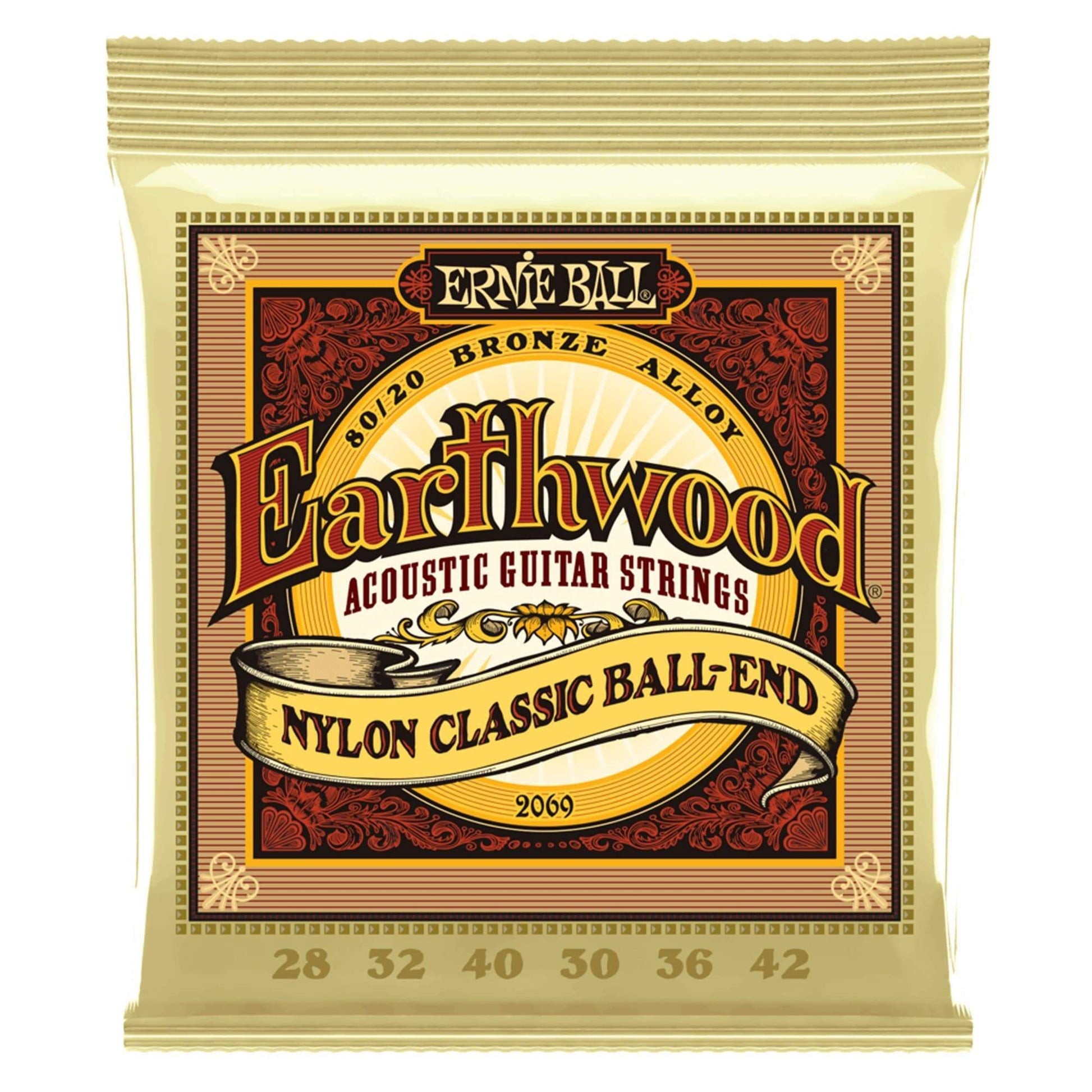 Ernie Ball 2069 Earthwood Folk Nylon Ball End Set, Clear and Gold Accessories / Strings / Guitar Strings