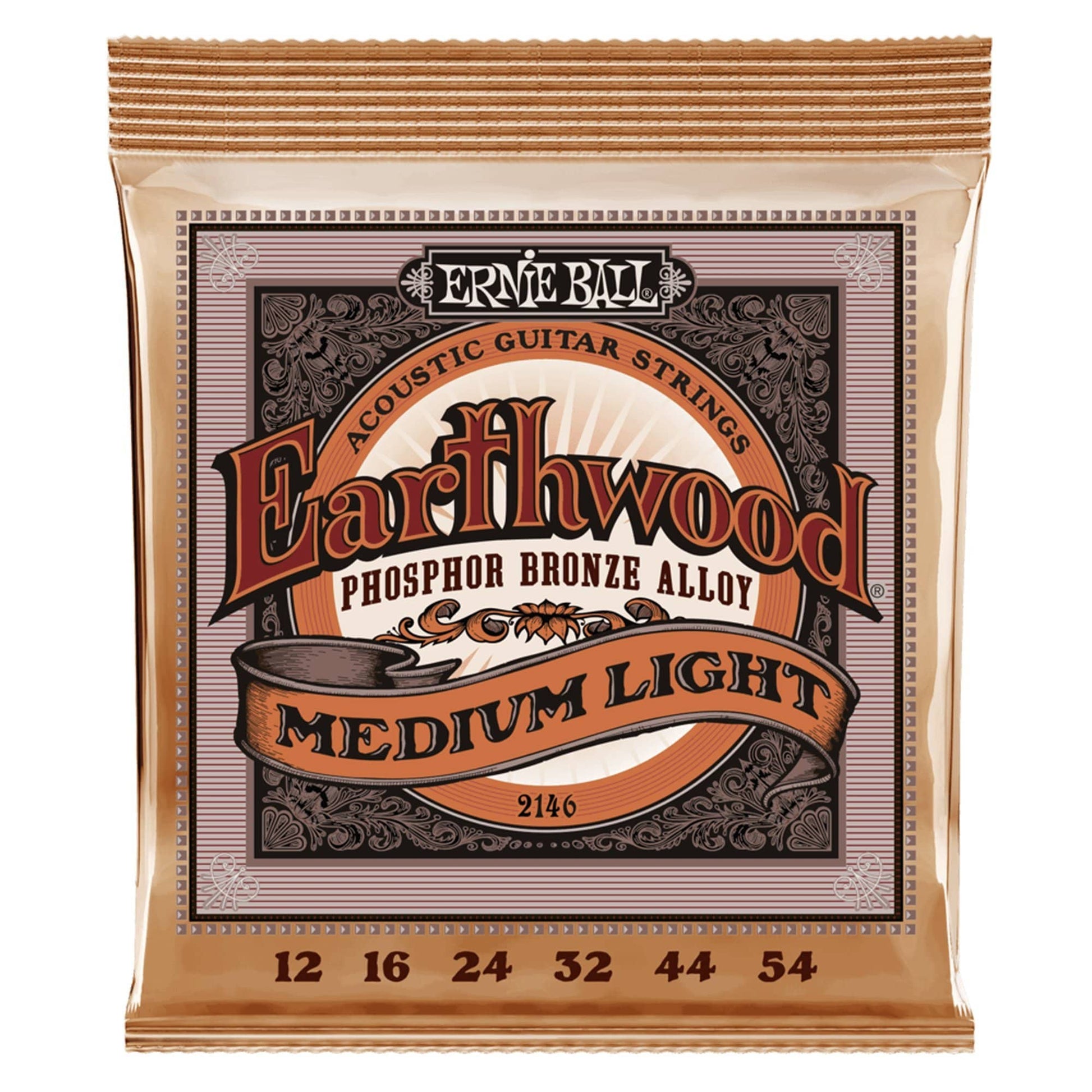 Ernie Ball 2146 Earthwood Medium Light Acoustic Phosphor Bronze Strings 12-54 Accessories / Strings / Guitar Strings