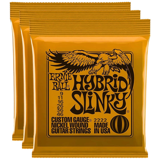 Ernie Ball 2222 Hybrid Slinky 9-46 (3 Pack Bundle) Accessories / Strings / Guitar Strings