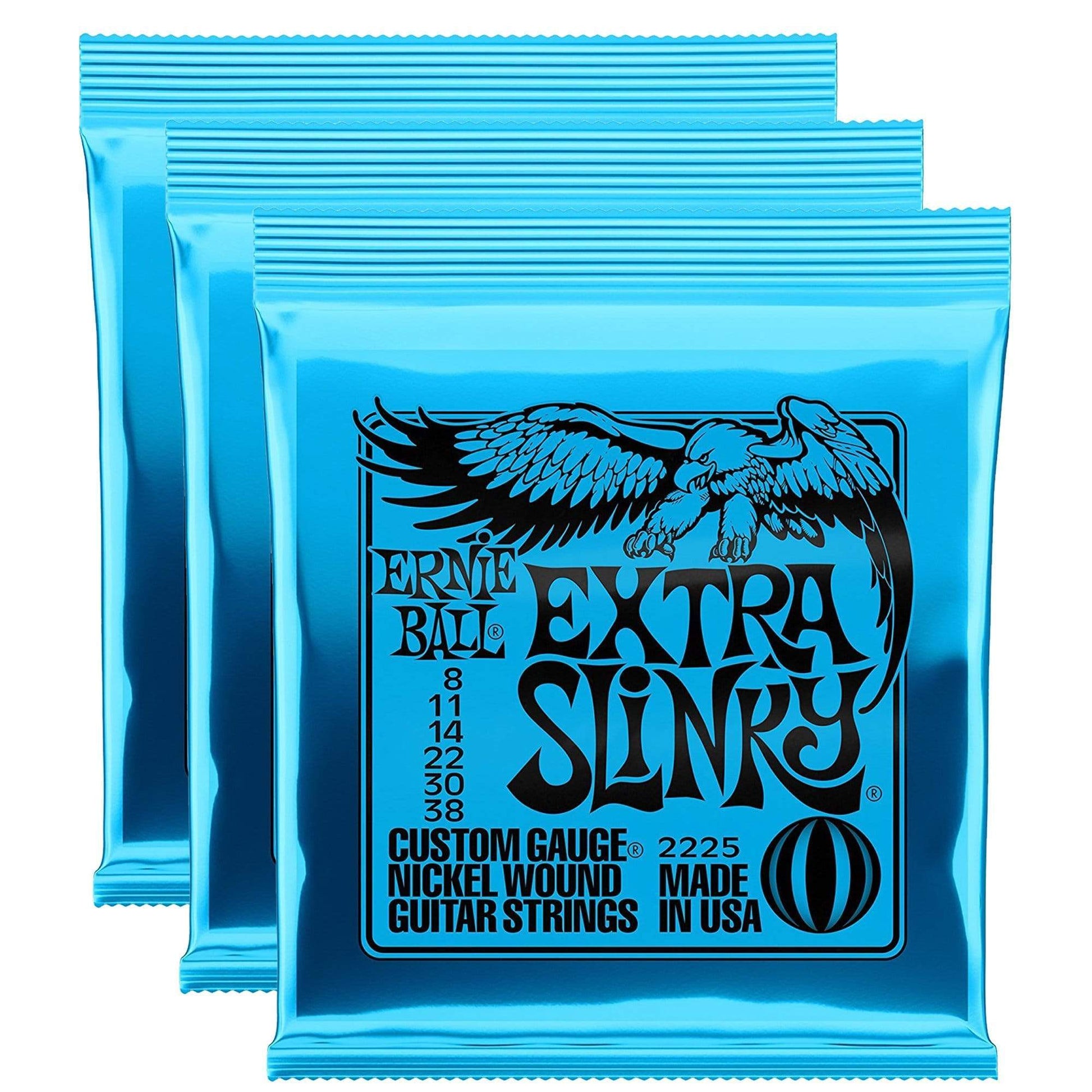 Ernie Ball 2225 Extra Slinky 8-38 (3 Pack Bundle) Accessories / Strings / Guitar Strings