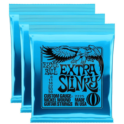 Ernie Ball 2225 Extra Slinky 8-38 (3 Pack Bundle) Accessories / Strings / Guitar Strings
