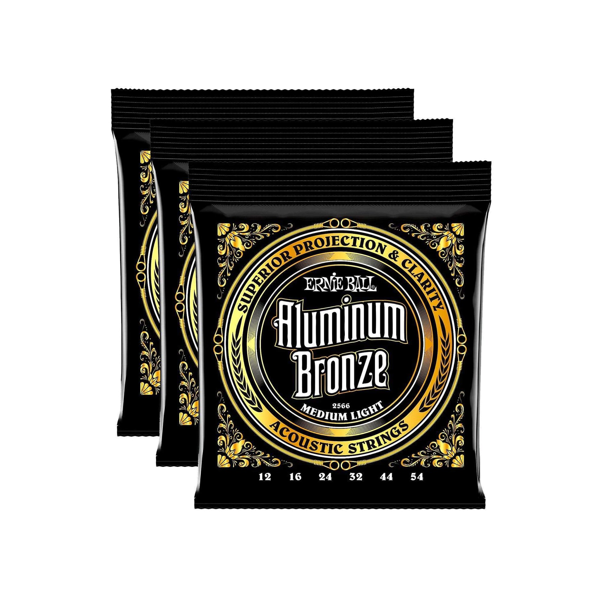 Ernie Ball 2566 Aluminum Bronze Medium Light 12-54 3 Pack Bundle Accessories / Strings / Guitar Strings