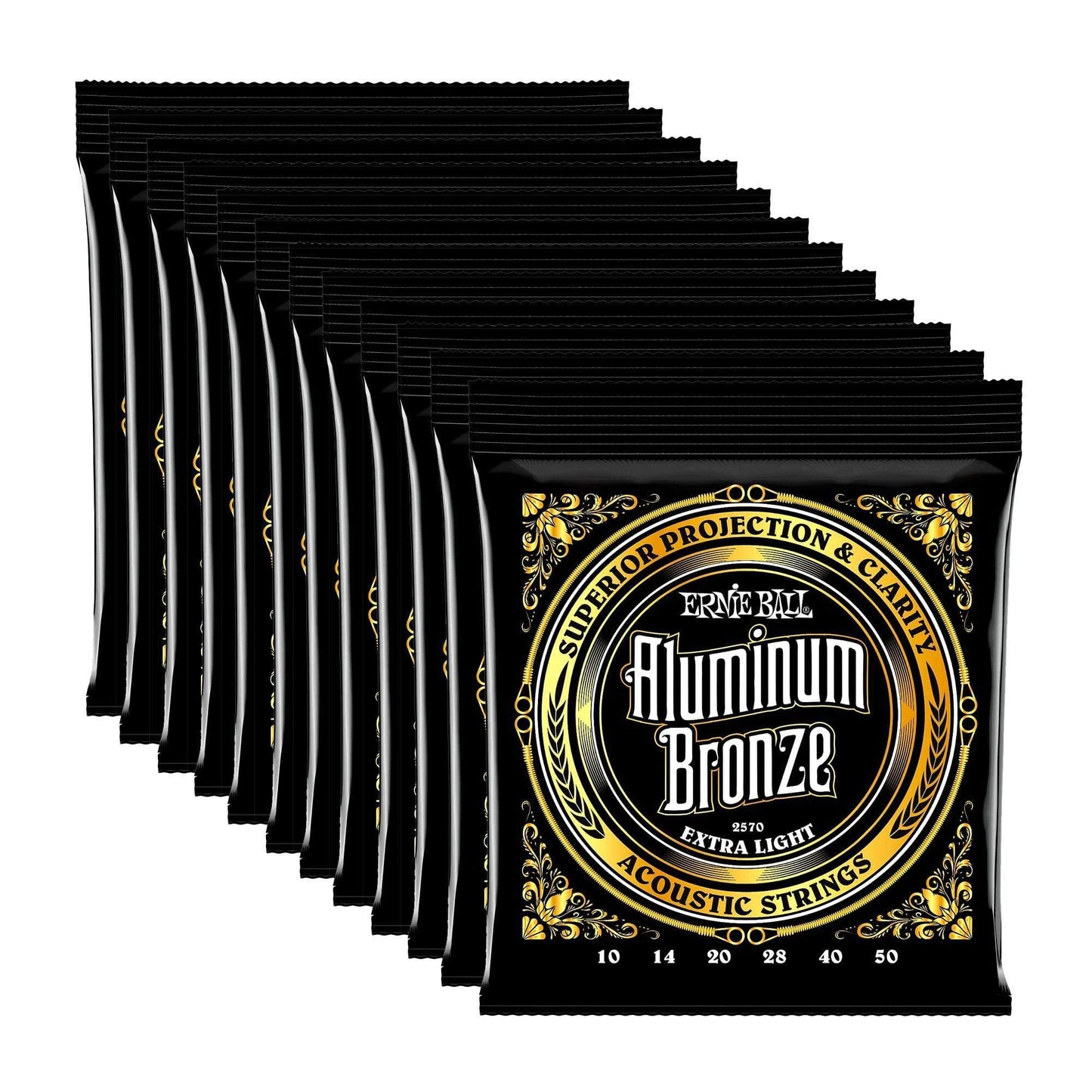 Ernie Ball 2570 Aluminum Bronze Extra Light 10-50 12 Pack Bundle Accessories / Strings / Guitar Strings
