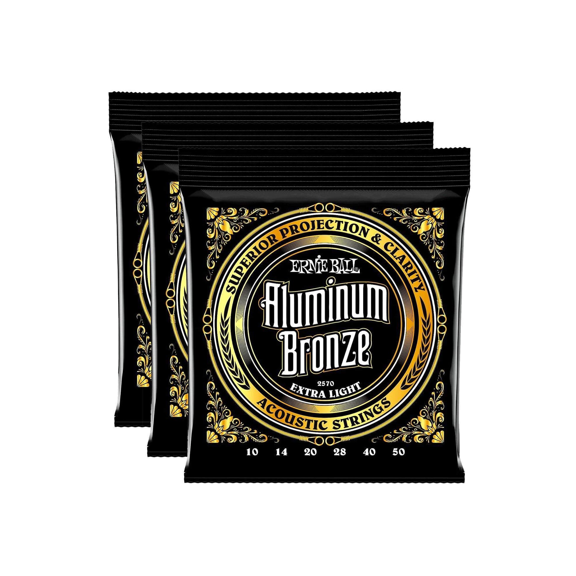 Ernie Ball 2570 Aluminum Bronze Extra Light 10-50 3 Pack Bundle Accessories / Strings / Guitar Strings