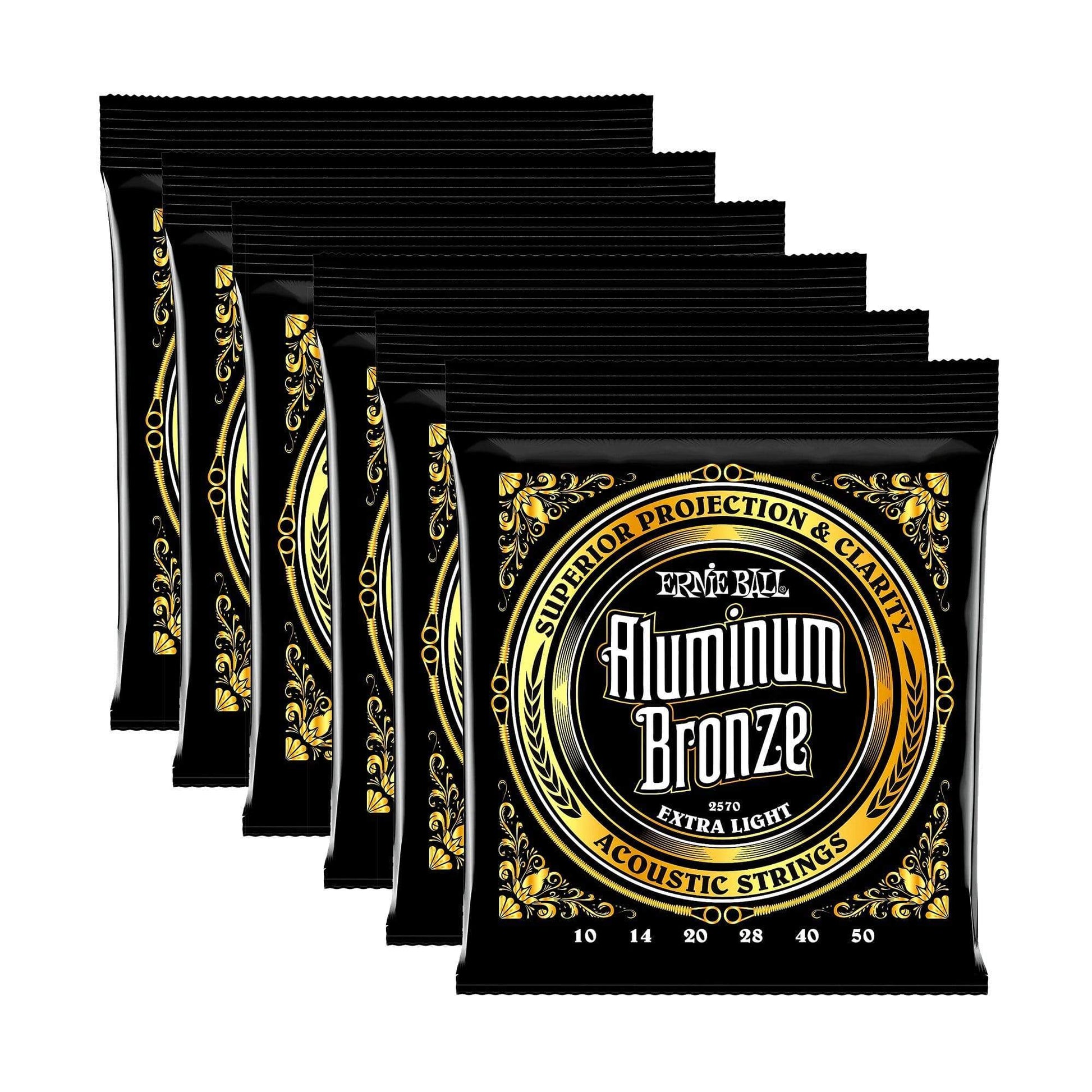 Ernie Ball 2570 Aluminum Bronze Extra Light 10-50 6 Pack Bundle Accessories / Strings / Guitar Strings
