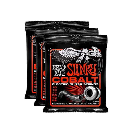 Ernie Ball 2715 Cobalt Skinny Top/Heavy Bottom Slinky 10-52 3 Pack Bundle Accessories / Strings / Guitar Strings