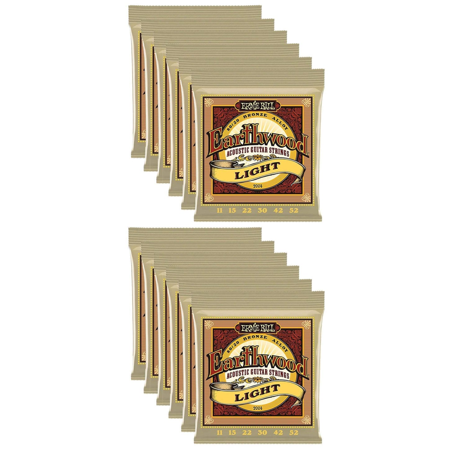 Ernie Ball Earthwood 80/20 Bronze Light 11-52 (12 Pack Bundle) Accessories / Strings / Guitar Strings