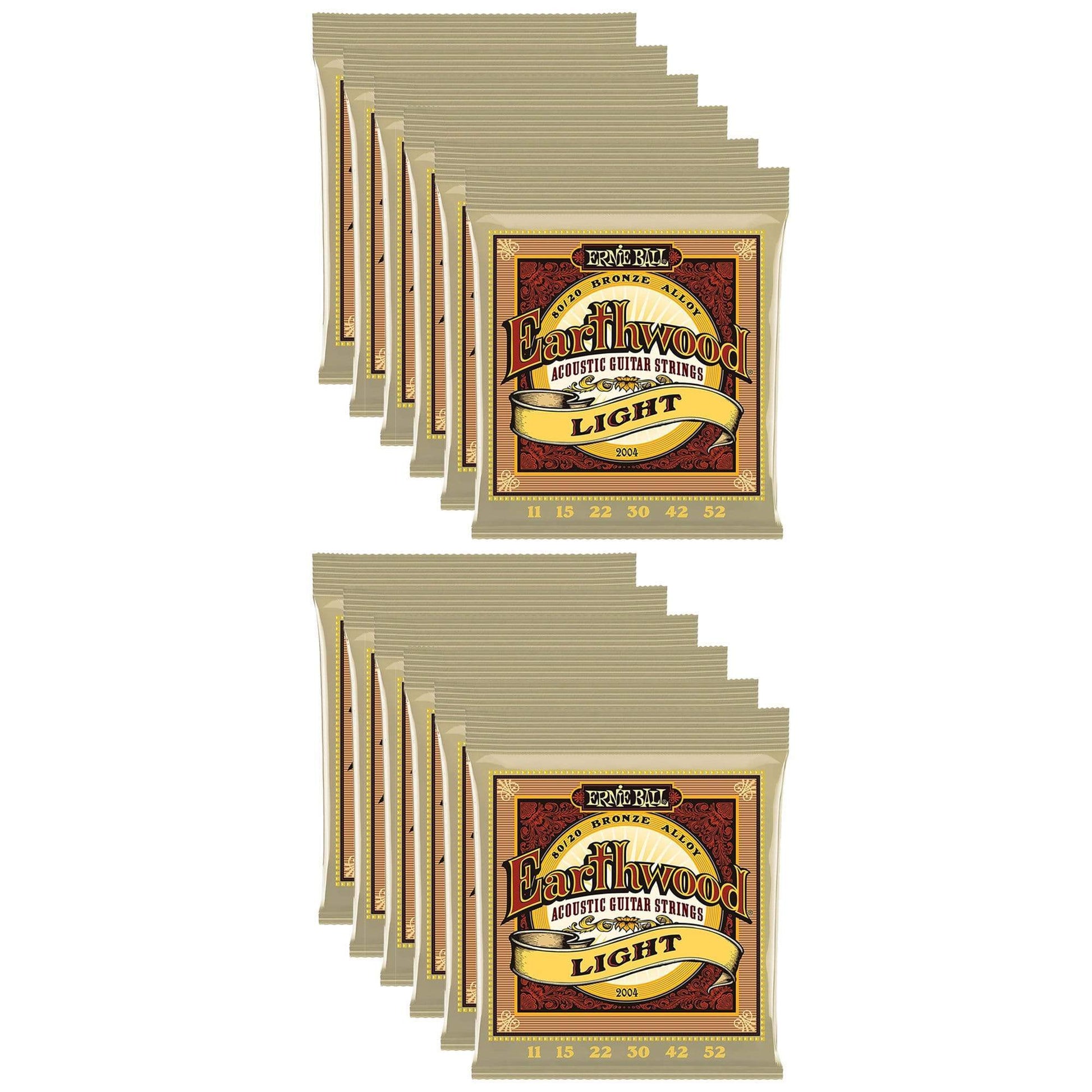 Ernie Ball Earthwood 80/20 Bronze Light 11-52 (12 Pack Bundle) Accessories / Strings / Guitar Strings