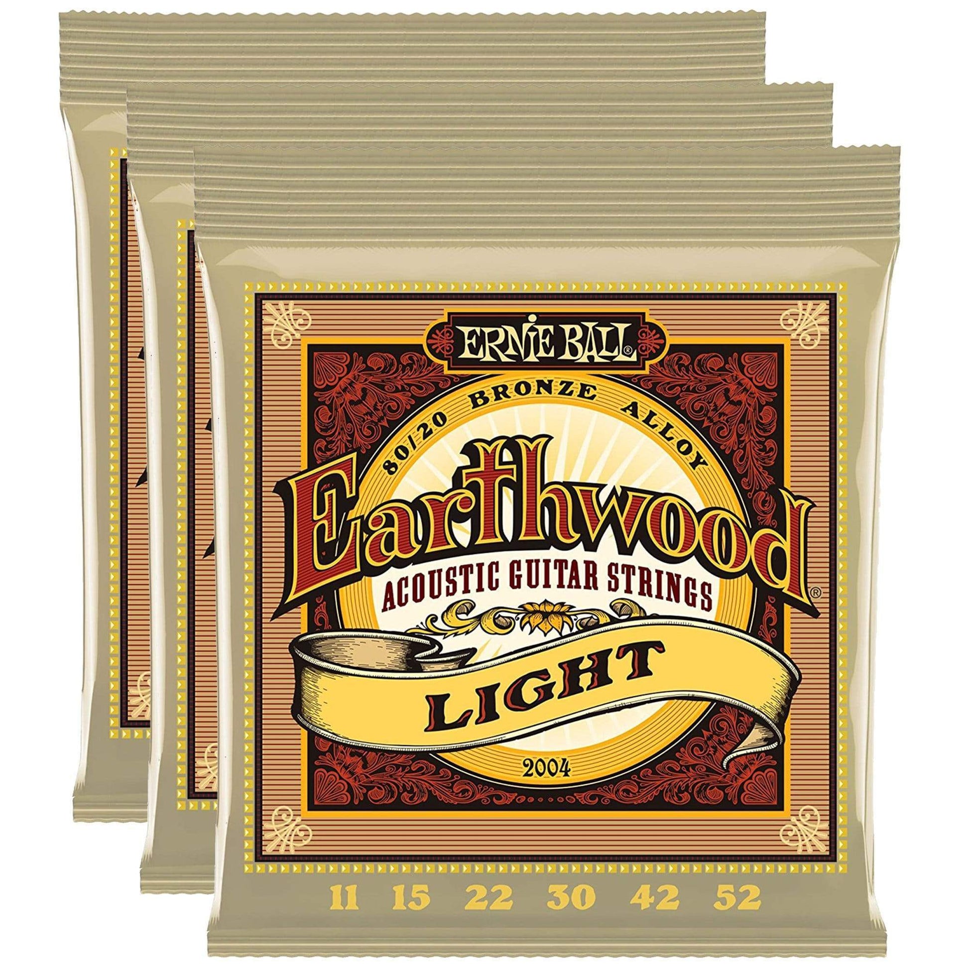 Ernie Ball Earthwood 80/20 Bronze Light 11-52 (3 Pack Bundle) Accessories / Strings / Guitar Strings