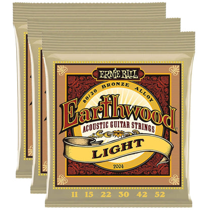 Ernie Ball Earthwood 80/20 Bronze Light 11-52 (3 Pack Bundle) Accessories / Strings / Guitar Strings