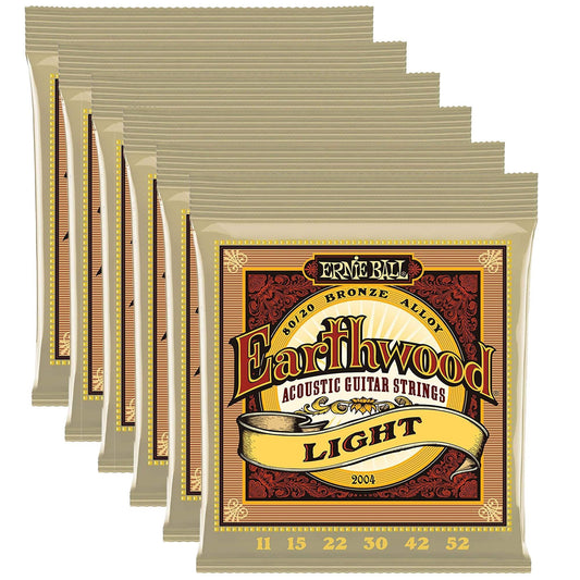 Ernie Ball Earthwood 80/20 Bronze Light 11-52 (6 Pack Bundle) Accessories / Strings / Guitar Strings