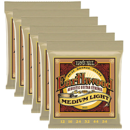 Ernie Ball Earthwood 80/20 Bronze Medium Light 12-54 (6 Pack Bundle) Accessories / Strings / Guitar Strings