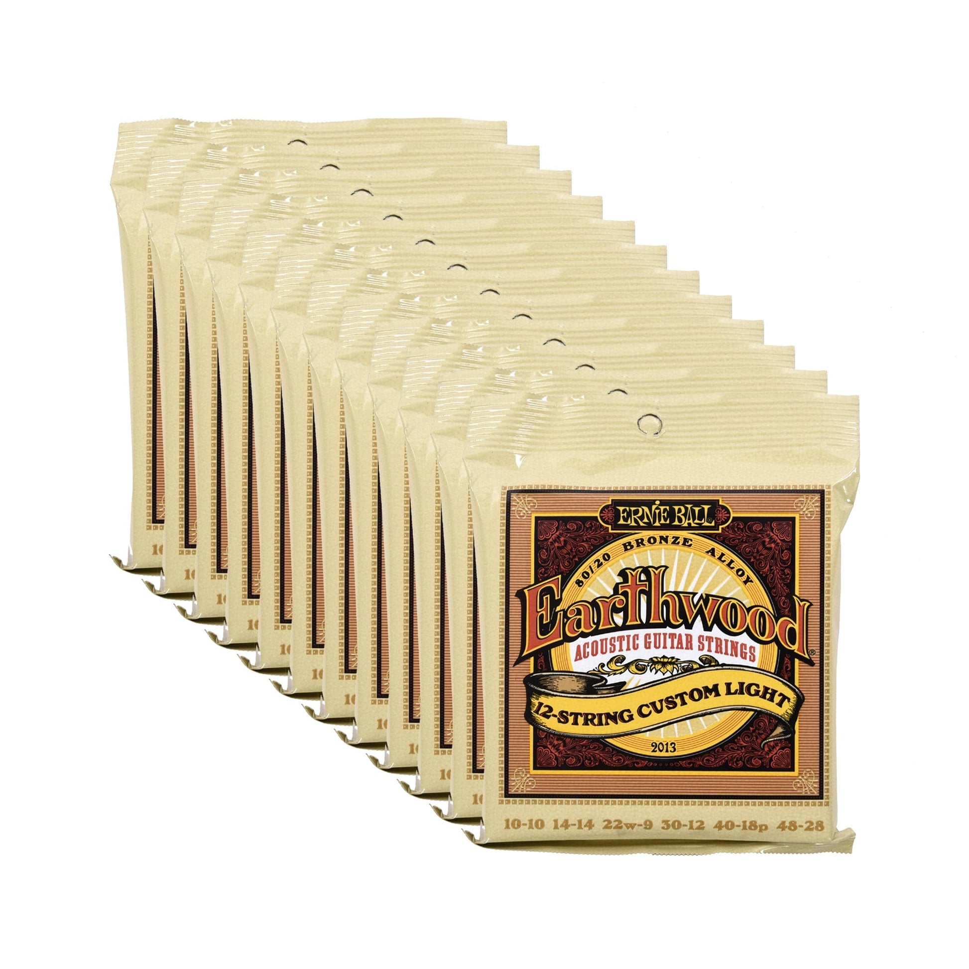 Ernie Ball Earthwood Custom Light 12-String Acoustic Strings 80/20 Bronze 10-48 12 Pack Bundle Accessories / Strings / Guitar Strings
