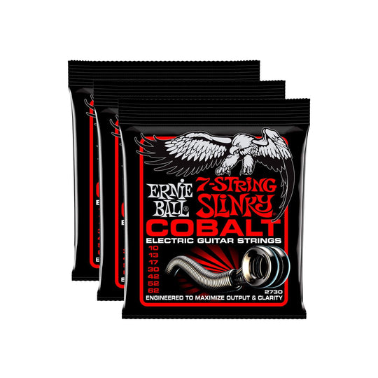 Ernie Ball Skinny Top Heavy Bottom Slinky 7-String Cobalt Electric Guitar Strings 10-62 3 Pack Bundle Accessories / Strings / Guitar Strings