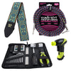 Ernie Ball 4114 Musician's Tool Kit, Power Peg, Jacquard Strap and Braided Cable Bundle #16 Accessories / Tools