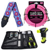 Ernie Ball 4114 Musician's Tool Kit, Power Peg, Jacquard Strap and Braided Cable Bundle #17 Accessories / Tools