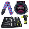 Ernie Ball 4114 Musician's Tool Kit, Power Peg, Jacquard Strap and Braided Cable Bundle #19 Accessories / Tools