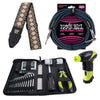 Ernie Ball 4114 Musician's Tool Kit, Power Peg, Jacquard Strap and Braided Cable Bundle #7 Accessories / Tools