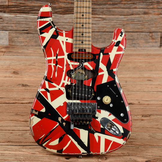 EVH Striped Series Frankie Red / White / Black Stripes Relic 2021 Electric Guitars / Solid Body