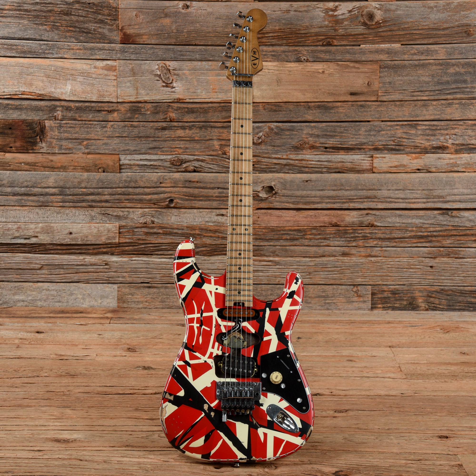 EVH Striped Series Frankie Red / White / Black Stripes Relic 2021 Electric Guitars / Solid Body