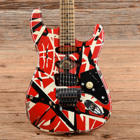 EVH Striped Series Frankie Red / White / Black Stripes Relic 2021 Electric Guitars / Solid Body