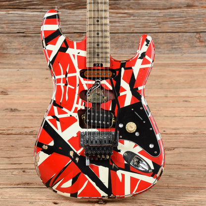 EVH Striped Series Frankie Red / White / Black Stripes Relic 2021 Electric Guitars / Solid Body
