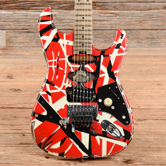 EVH Striped Series Frankie Relic Red / White / Black Stripes 2020 Electric Guitars / Solid Body