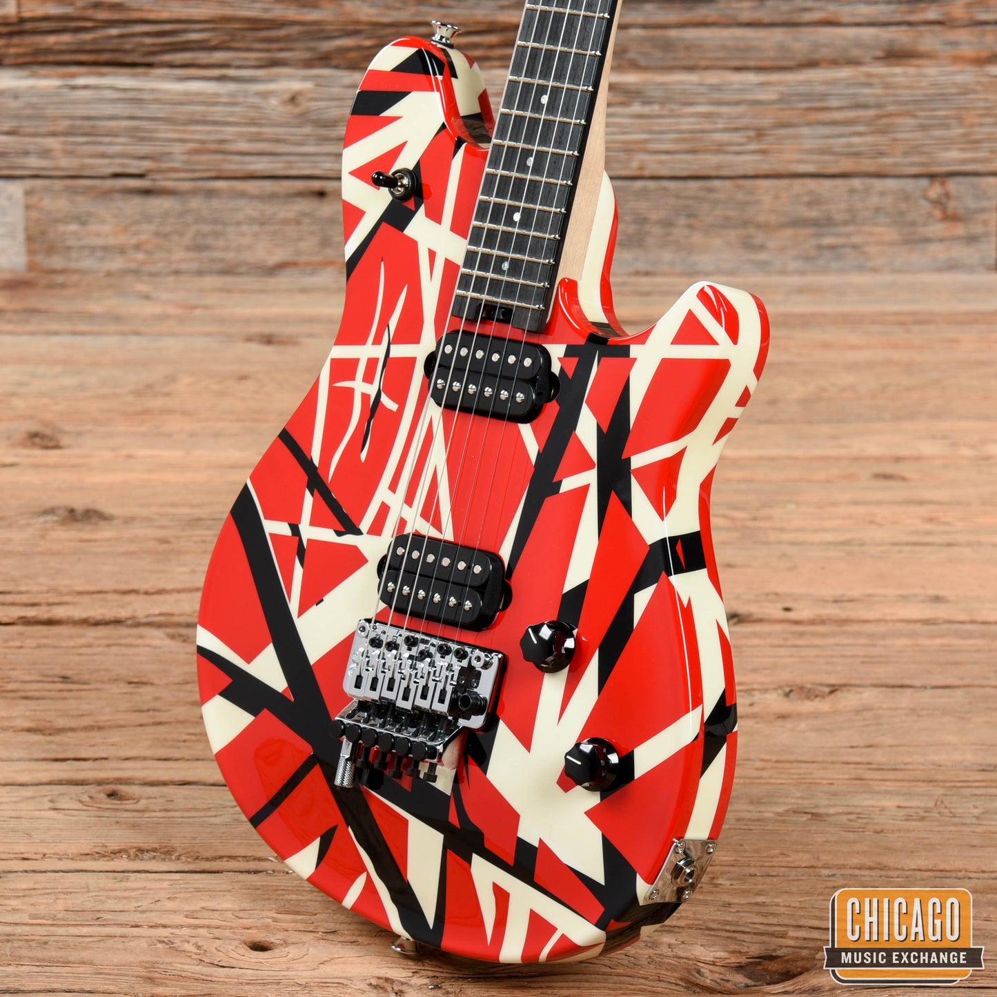 EVH Special, Ebony Fingerboard, Red with Black and White Stripes MIM