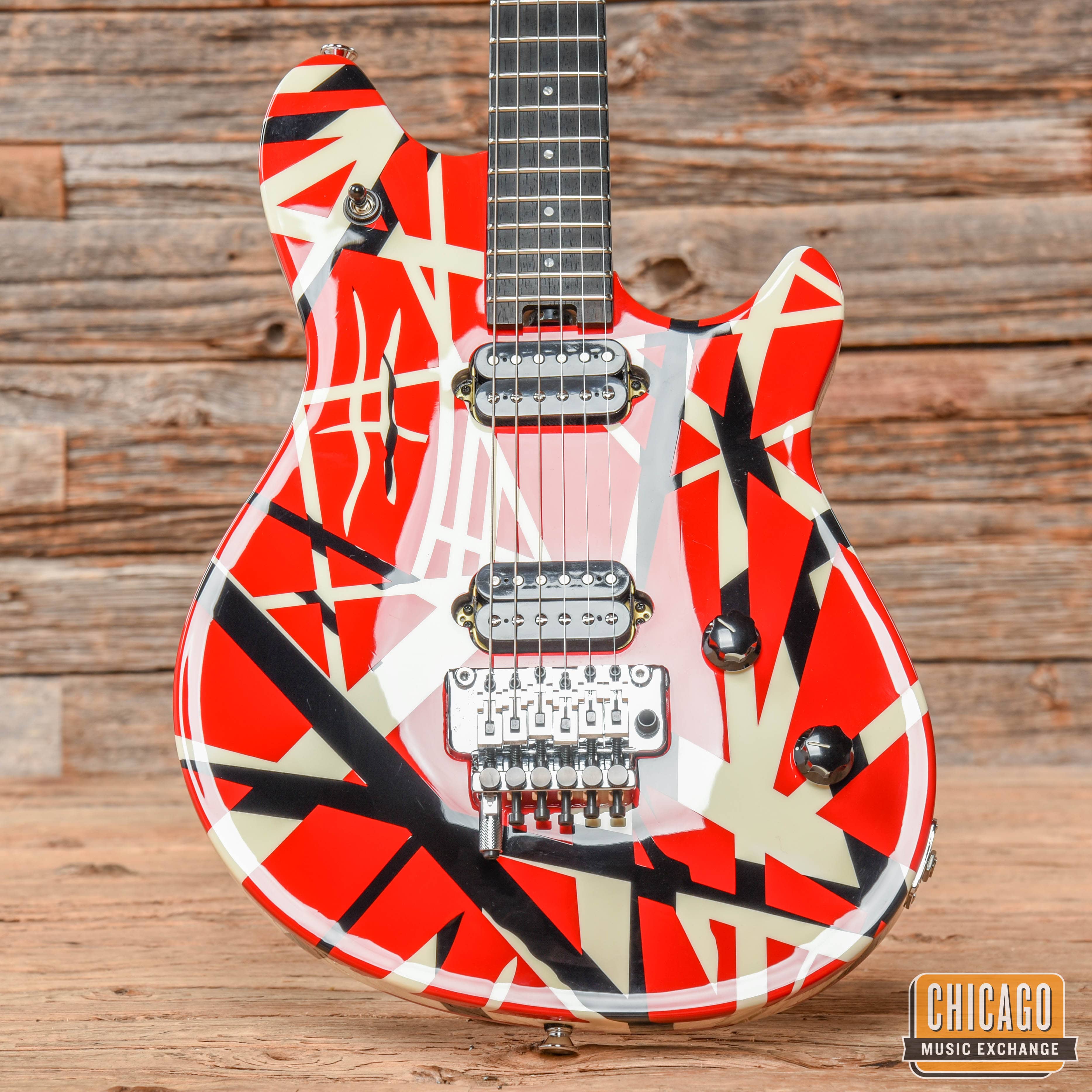 EVH Special, Ebony Fingerboard, Red with Black and White Stripes MIM