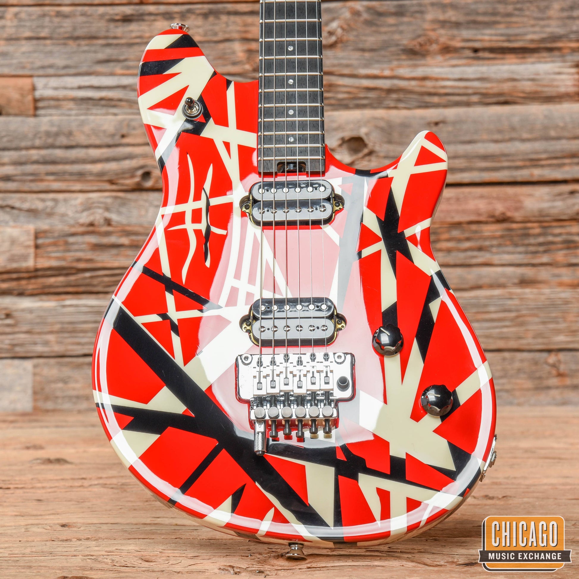 EVH Special, Ebony Fingerboard, Red with Black and White Stripes MIM