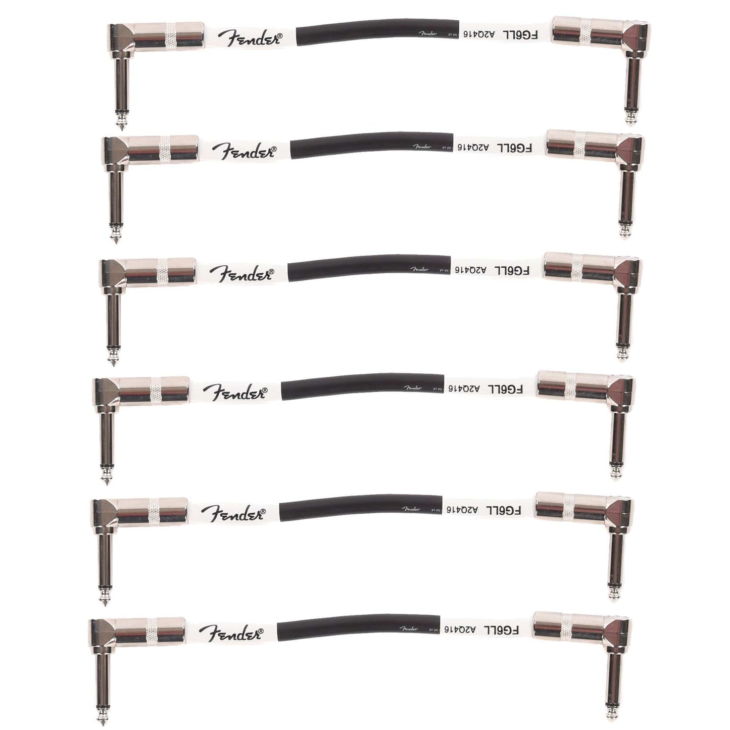 Fender Custom Shop 6" Instrument Patch Cable A/A Black 6 Pack Bundle Accessories / Cables