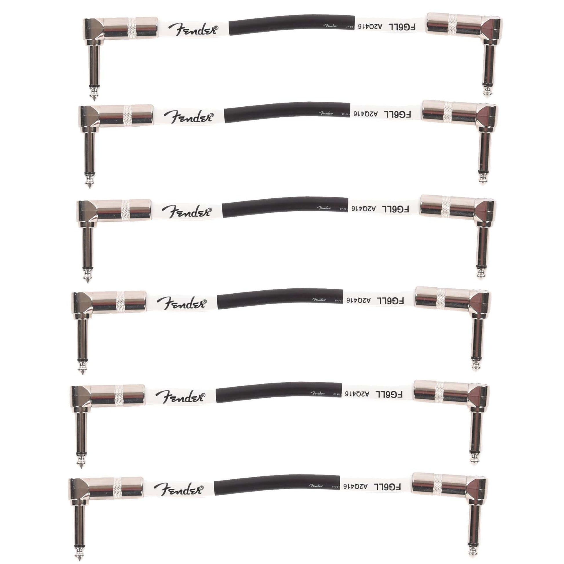 Fender Custom Shop 6" Instrument Patch Cable A/A Black 6 Pack Bundle Accessories / Cables