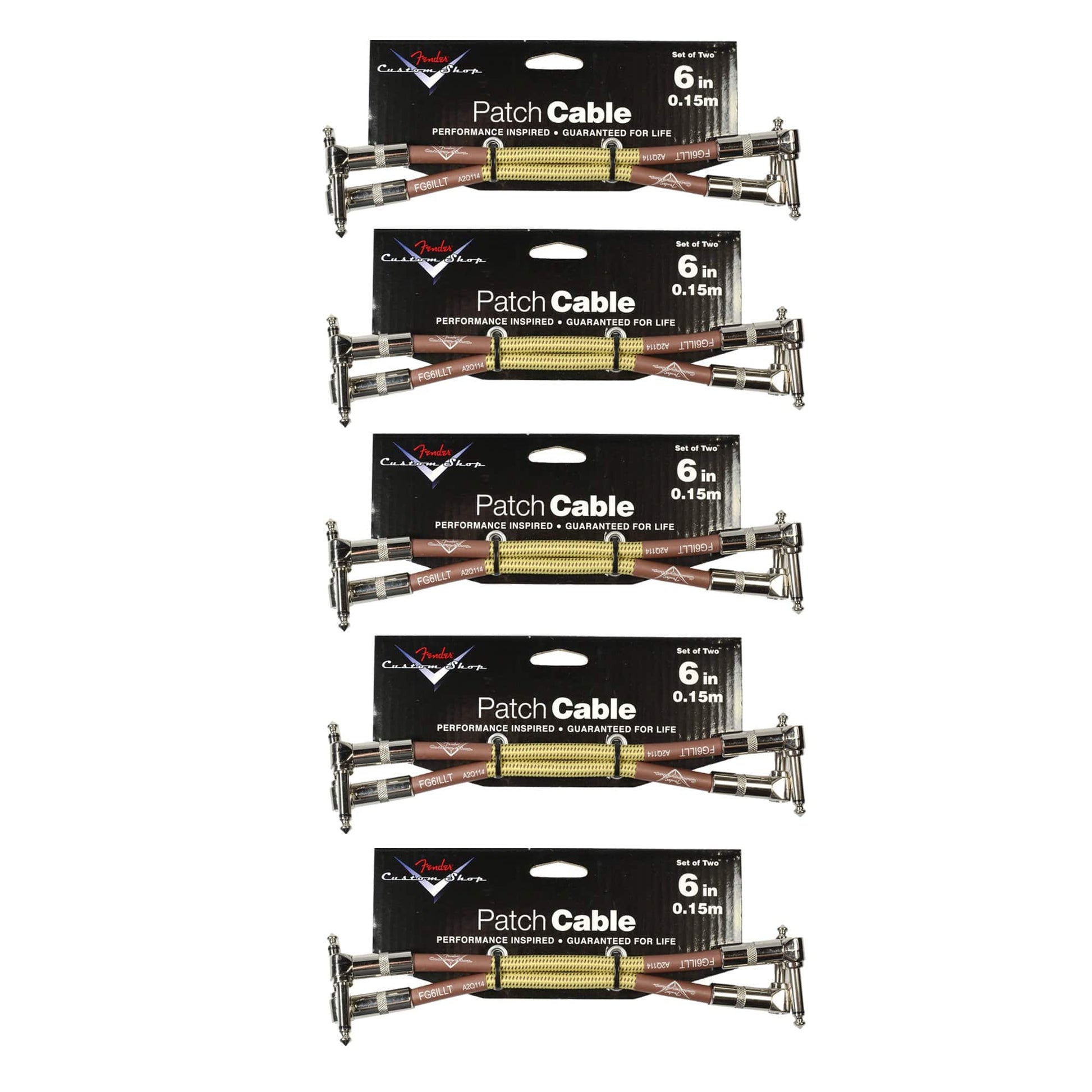 Fender Custom Shop Series Instrument Patch Cable 6" A/A Tweed 10 Pack Bundle Accessories / Cables